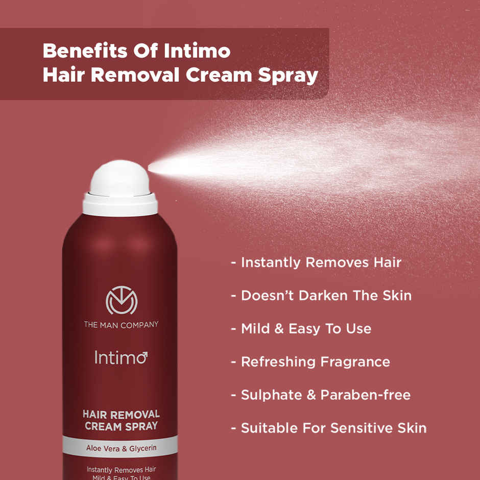 The Man Company Intimo Hair Removal Spray cream Spray (200 gm) I Contains aloevera & glycerin I for Men & Women |mild & easy to use