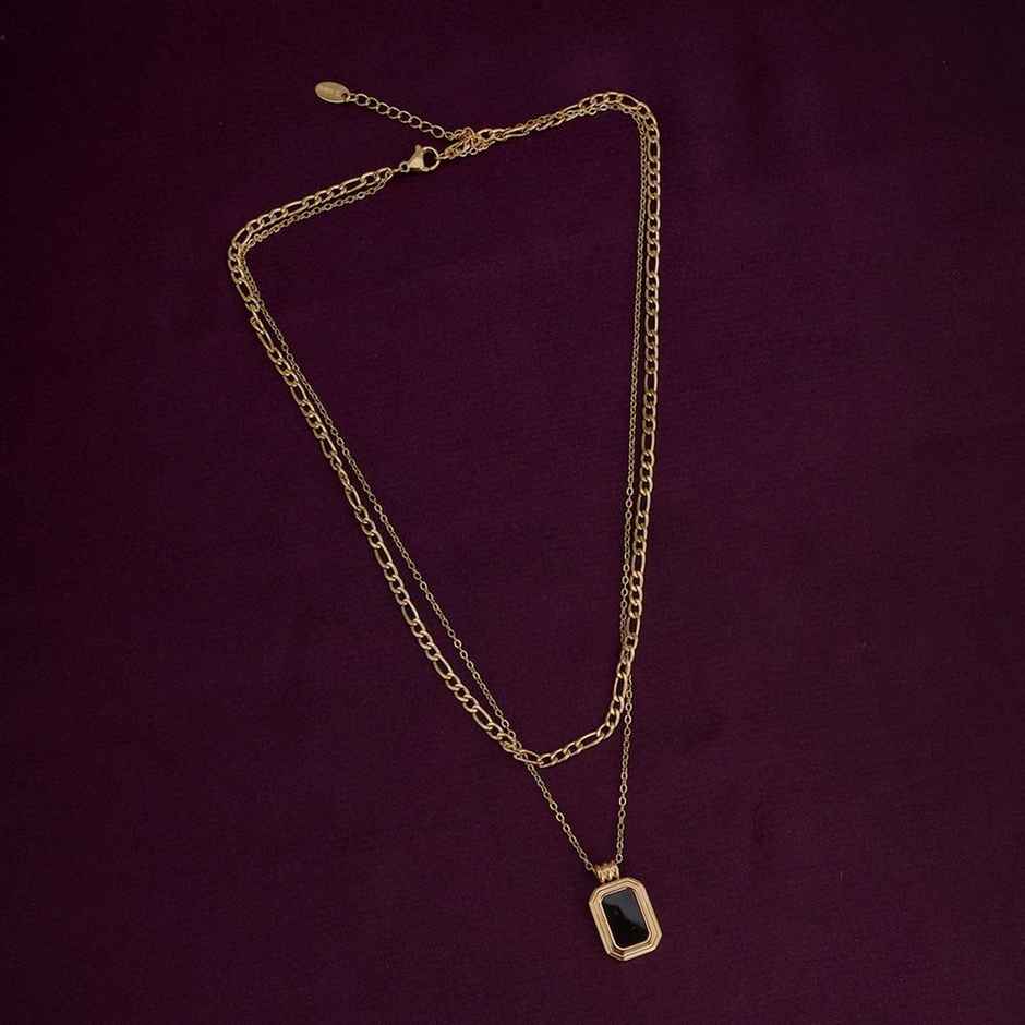 Palmonas Black Onyx Two Layer Necklace for Women | Waterproof and Anti-Tarnish