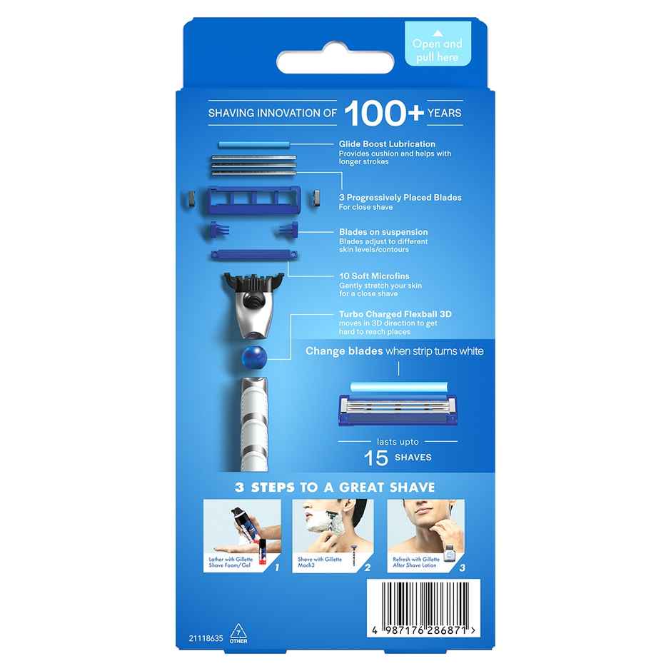 Gillette Mach 3 Turbo Manual Shaving Razor For Men