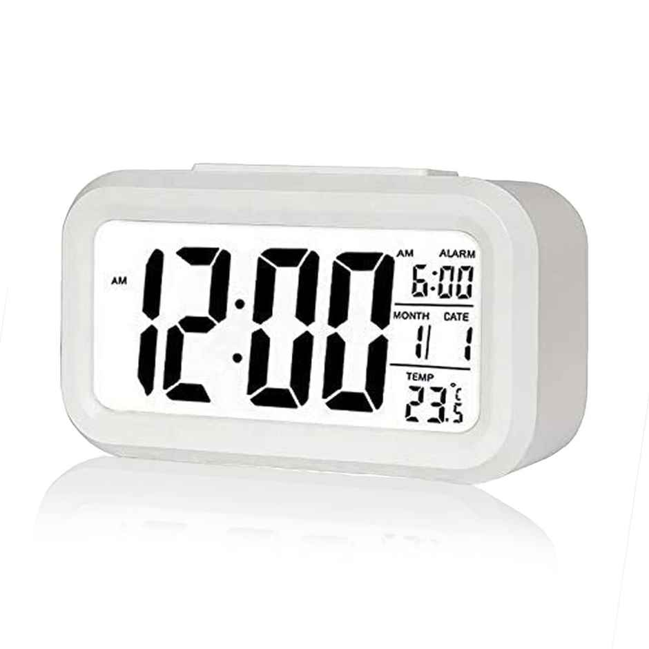 Perpetual Automatic Sensor, Time, Date & Temperature Clock | White | 9 x 5 cm