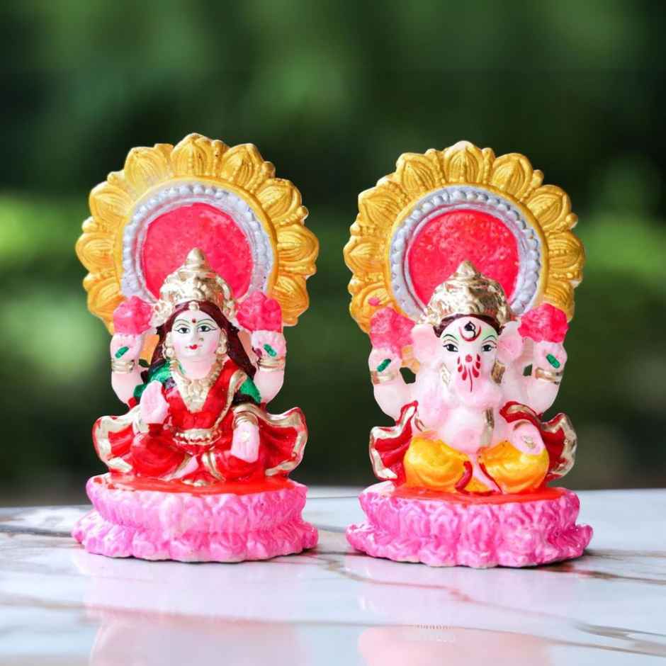 Traditional Mitti Laxmi Ganesh Idol | Handcrafted for Spiritual Elegance | 5.5 inch | Walton
