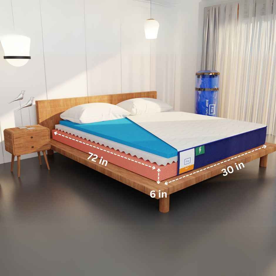 Flo Ortho Mattress Sleep Well with our Mattress | 6 inch Mattress in Single Size | 72 x 30 x 6 in)