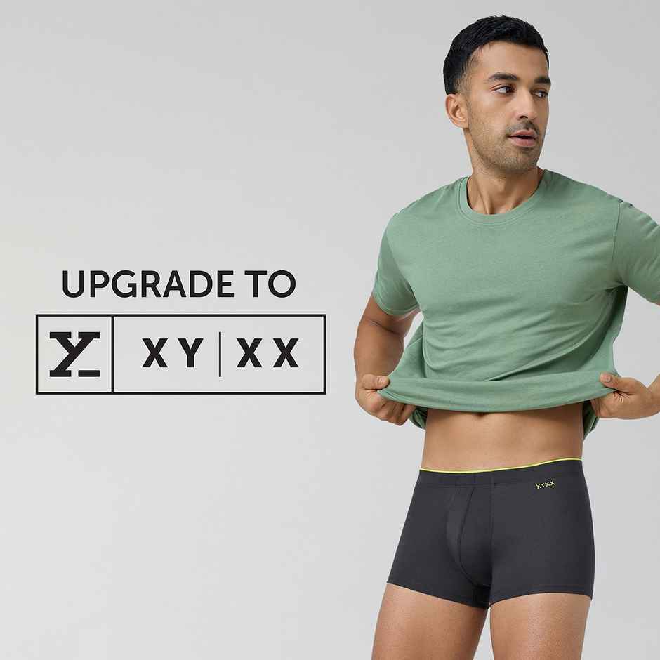 XYXX Men's Uno Modal Solid Trunks Pack of 2, Coral Grey & Black | XXL