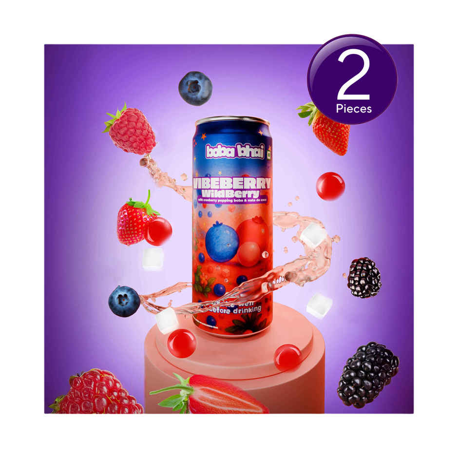 Boba Bhai Wild Berry Fruit Drink with Popping Boba and Nata de Coco Combo