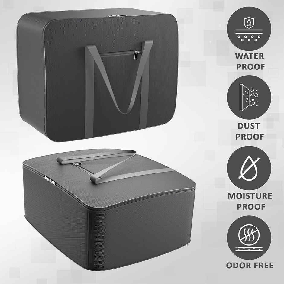 Kuber Industries Rexine Underbed Storage Bag | Clothes Organizer for Blanket & Comforters | Grey