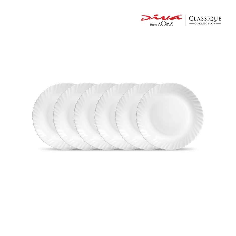 La Opala Diva Classique Quarter Plate | Set of 6 - White