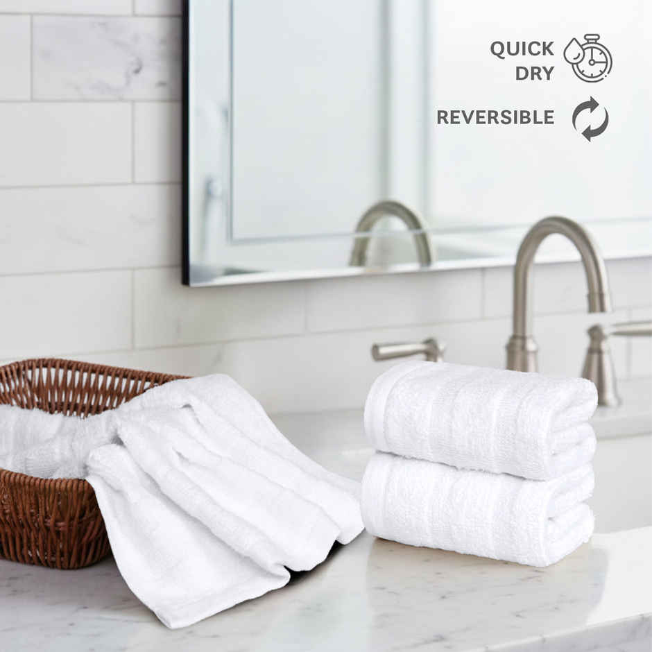 Mytrident Quick Dry Cotton Face Towel Set | 13 x 13 in | White