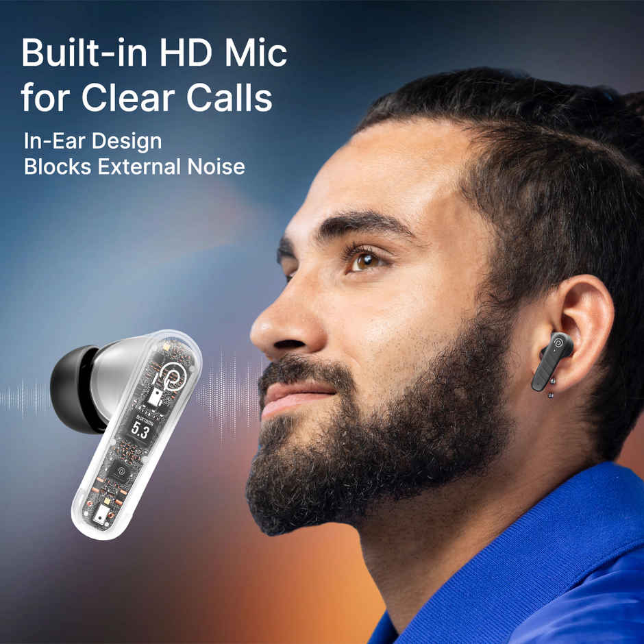 pTron Bassbuds Spark TWS Earbuds w 40hrs Playtime, Clear Calls, Pristine Audio and IPX5 | Black