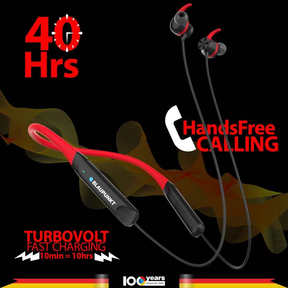 Blaupunkt Be120 Wireless Neckband With Multi-Touch Control,40H Playtime Bluetooth (Red)