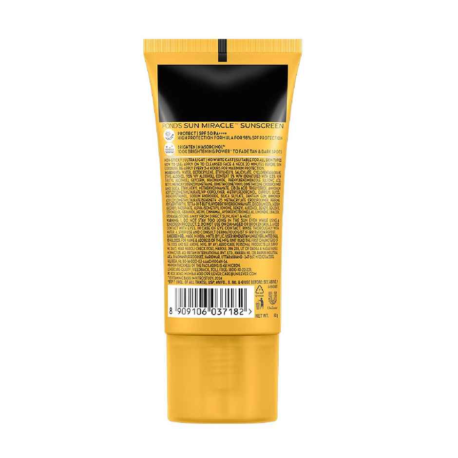 Pond's Sun Miracle SPF 50 PA+++ Creme Gel Sunscreen - Protect & Bright, With Niacinamide