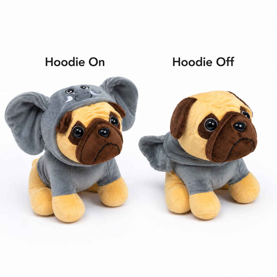 ZooWee Cute Grey Pug with Elephant Hoodie Plush 30 cm