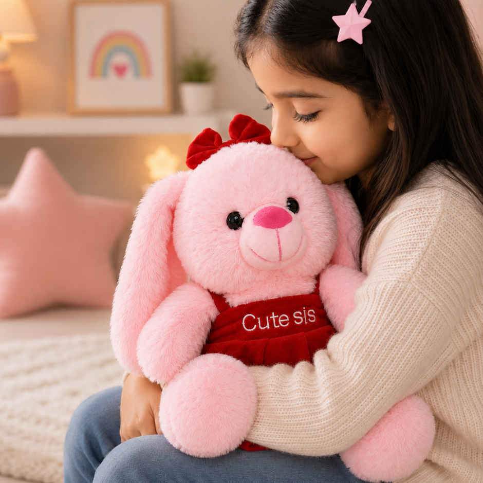 Toytales Pink Bunny Decorative Soft Toy | Sweet Sister Gift Plush Toy | Birthday & Special Occasion Gift