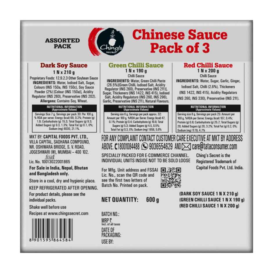 Ching's Secret Dark Soy Sauce | Green Chilli Sauce | Red Chilli Sauce Combo