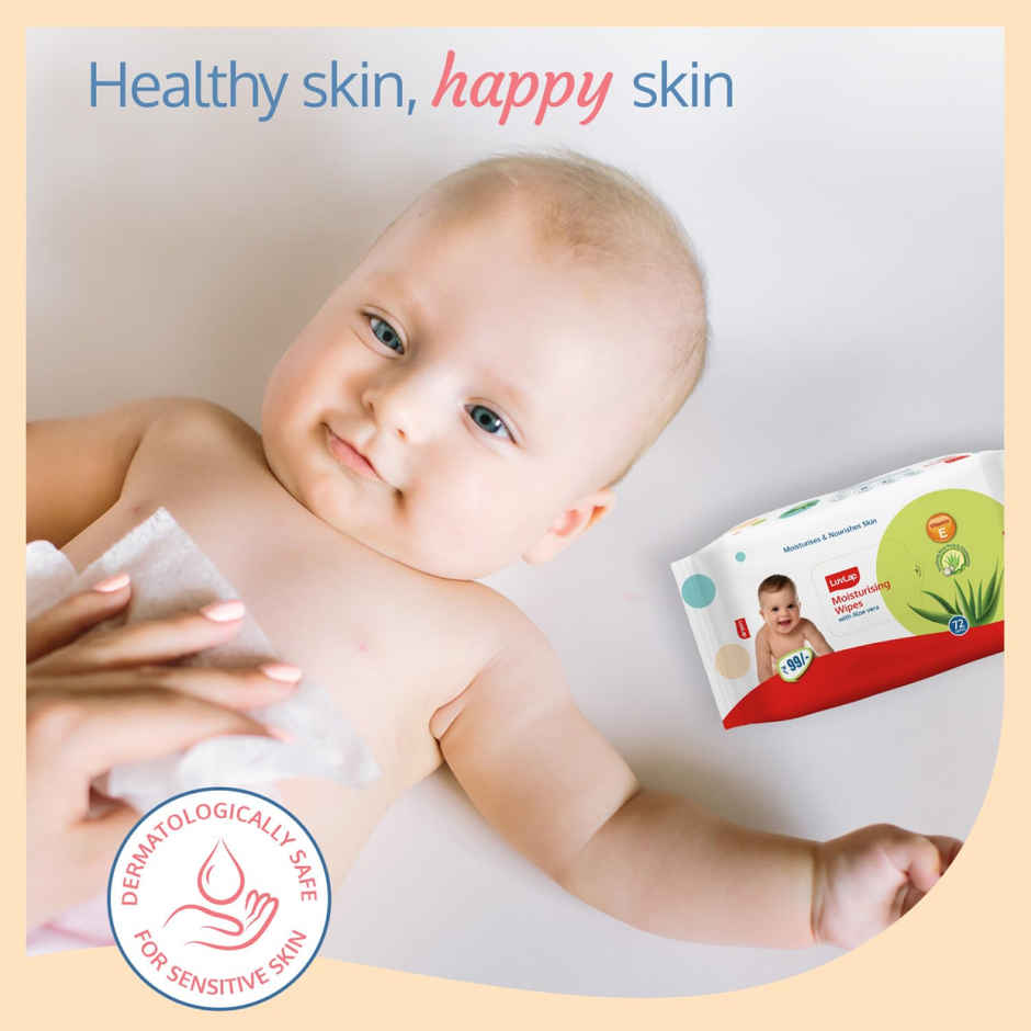 LuvLap Moisturising Wet Wipes with Lid, with Aloe Vera, Vitamin E & Chamomile