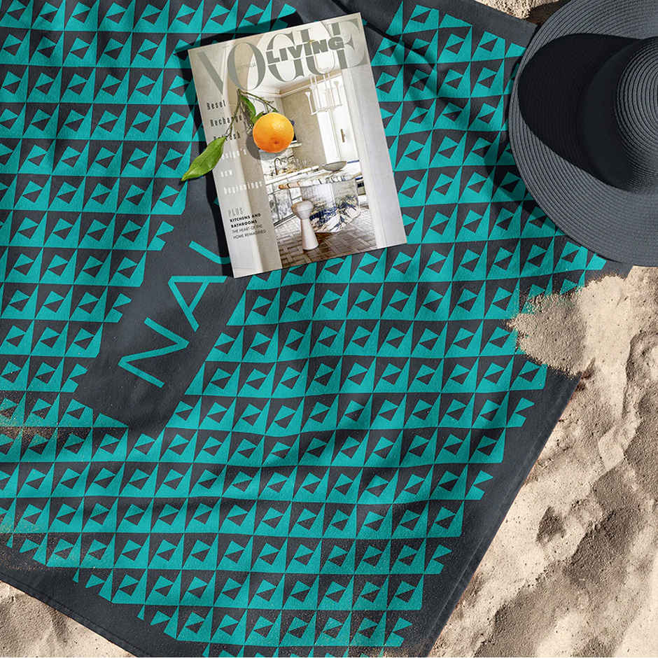 Nautica Designer 100% Cotton Beach & Bath Towel | Bath Towel | Voyage Geometrical | Teal, Grey