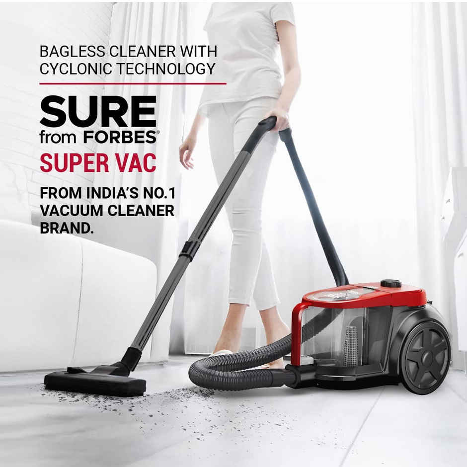 Eureka Forbes Supervac 1600 Watts Powerful Suction,Bagless Vacuum Cleaner (Red)