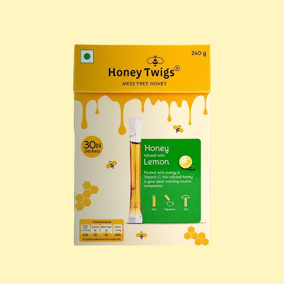 Honey Twigs Lemon Infused Honey | 30 Twigs Pack