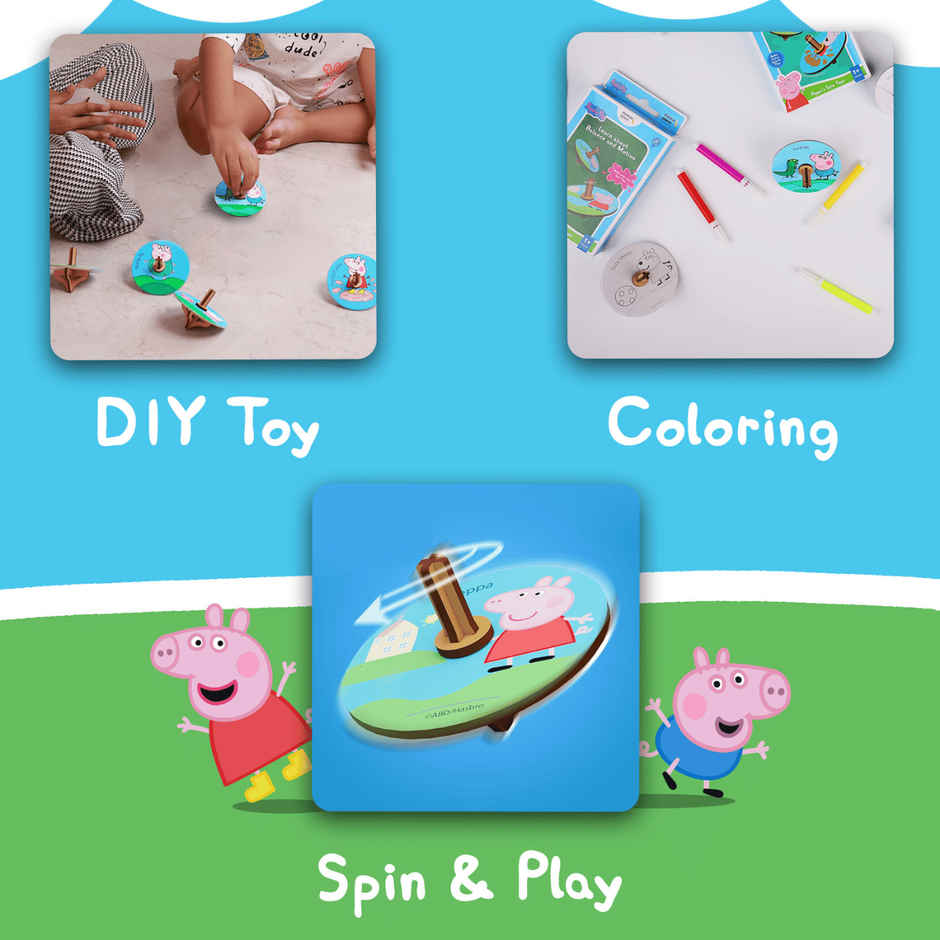 ThinkerPlace Peppa & Red Car Spinning Tops | Interactive Learning & Fun Spinning Tops (Age 3+)