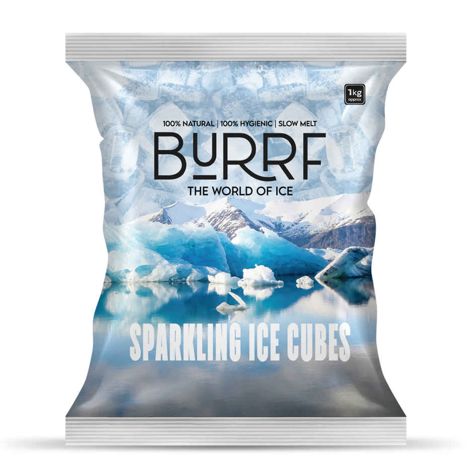Burrf Sparkling Ice Cubes (1kg) & Absolut Mixers Sparkling Lime & Mint (Mojito Flavoured) (250ml) Combo