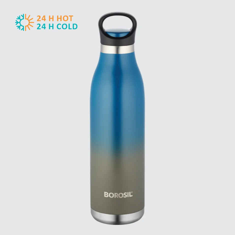 Borosil Stainless Steel Hydra Colourcrush Vacuum Insulated Flask Water Bottle - 700 ml | Blue