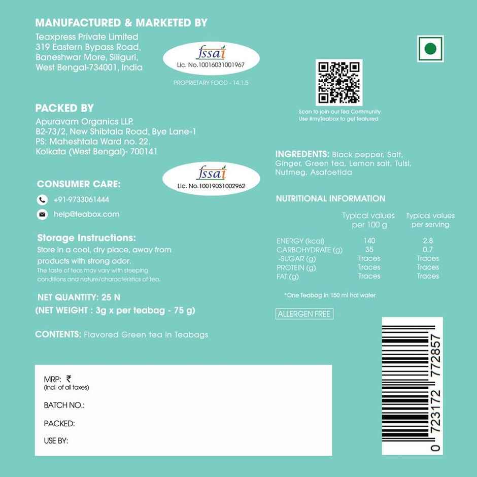 Teabox Detox Kahwa - Fresh Spiced Green Tea