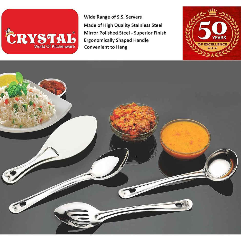 Crystal Oval Stainless Steel Serving Spoon Silver (Cc923) - 1 Cm