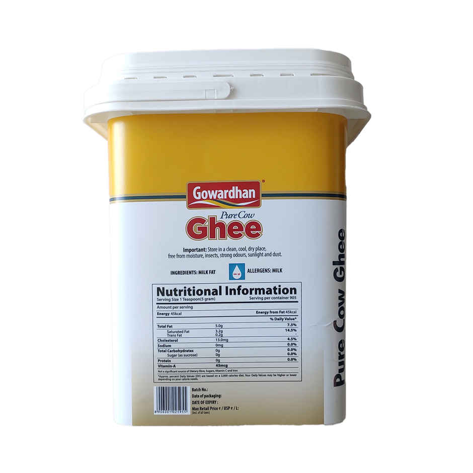 Gowardhan Pure Cow Ghee 5L Bucket/Jar