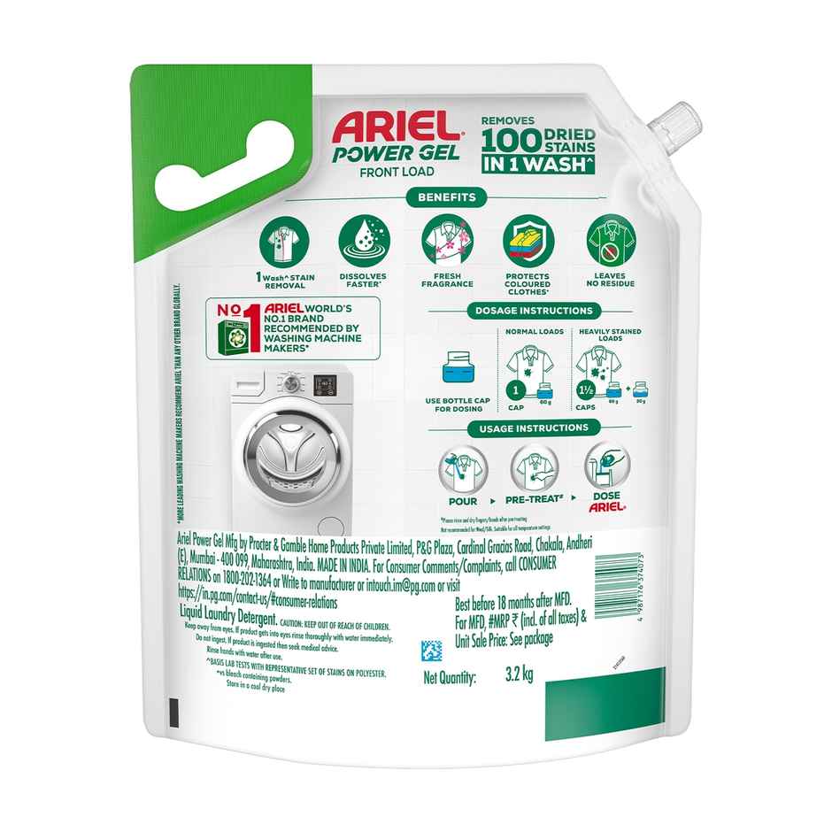 Ariel Power Gel Liquid Detergent for Front load washing machine