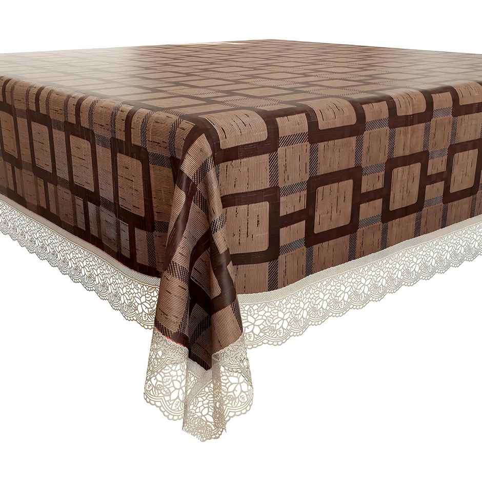 Kuber Industries Square Table Cover for 4 Seater PVC Square Pattern | 48 x 48 inch | Brown