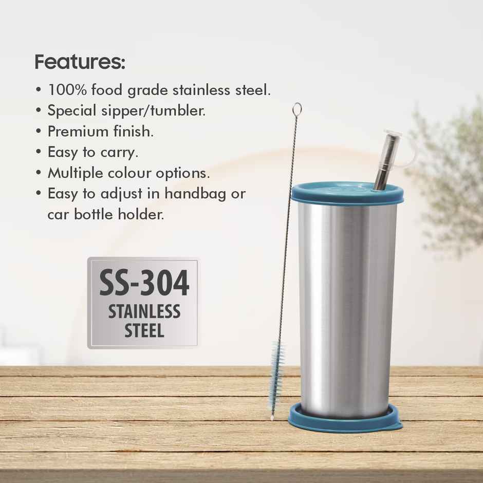 Signoraware Sip Fast Jumbo 500Ml Stainless Steel Sipper EBlue