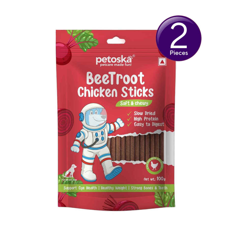 Petoska Dog Treats Beetroot Chicken Sticks Combo