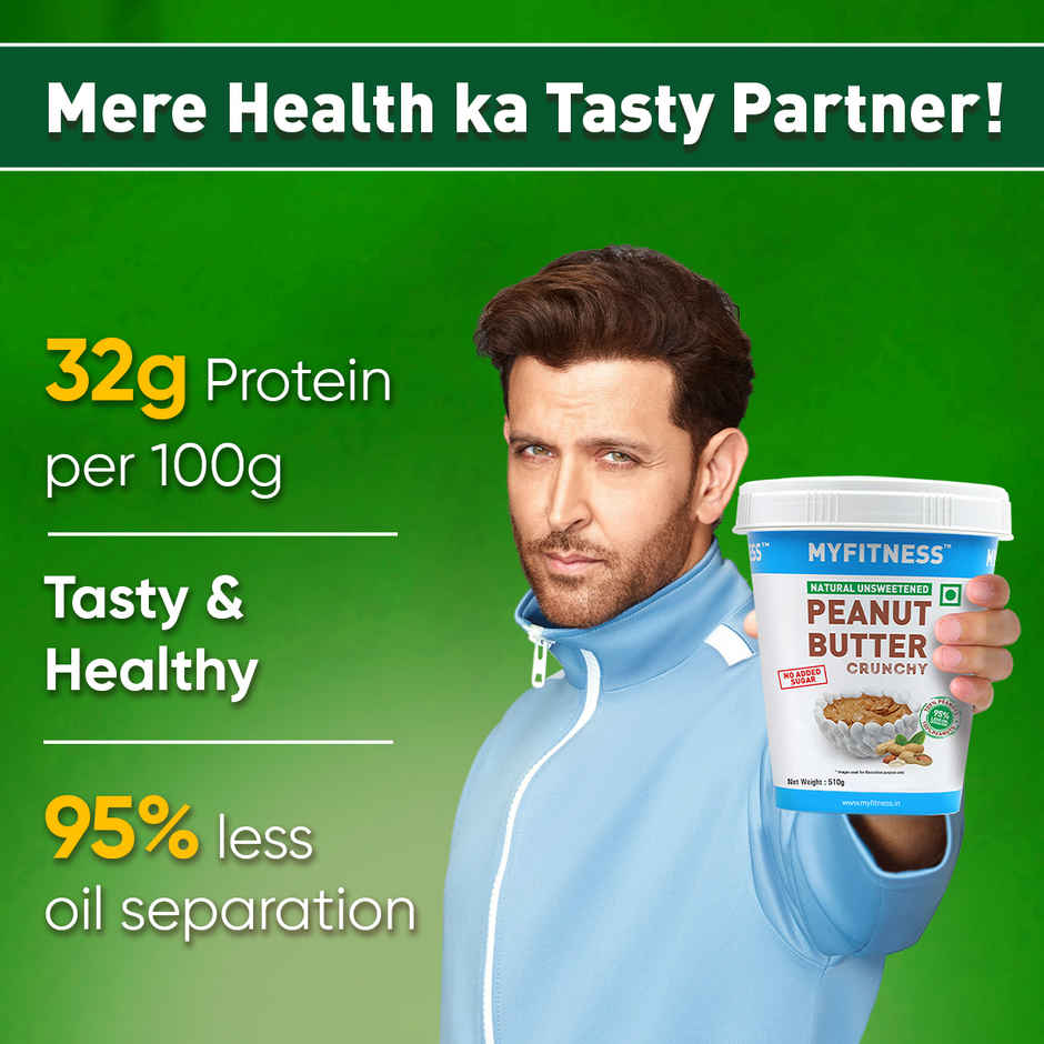 MyFitness All Natural Peanut Butter Crunchy Spread | No Sugar, High Protein