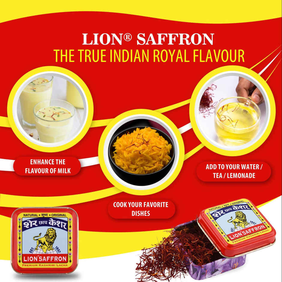 Lion Saffron Original Kashmiri Kesar Certified Grade A+