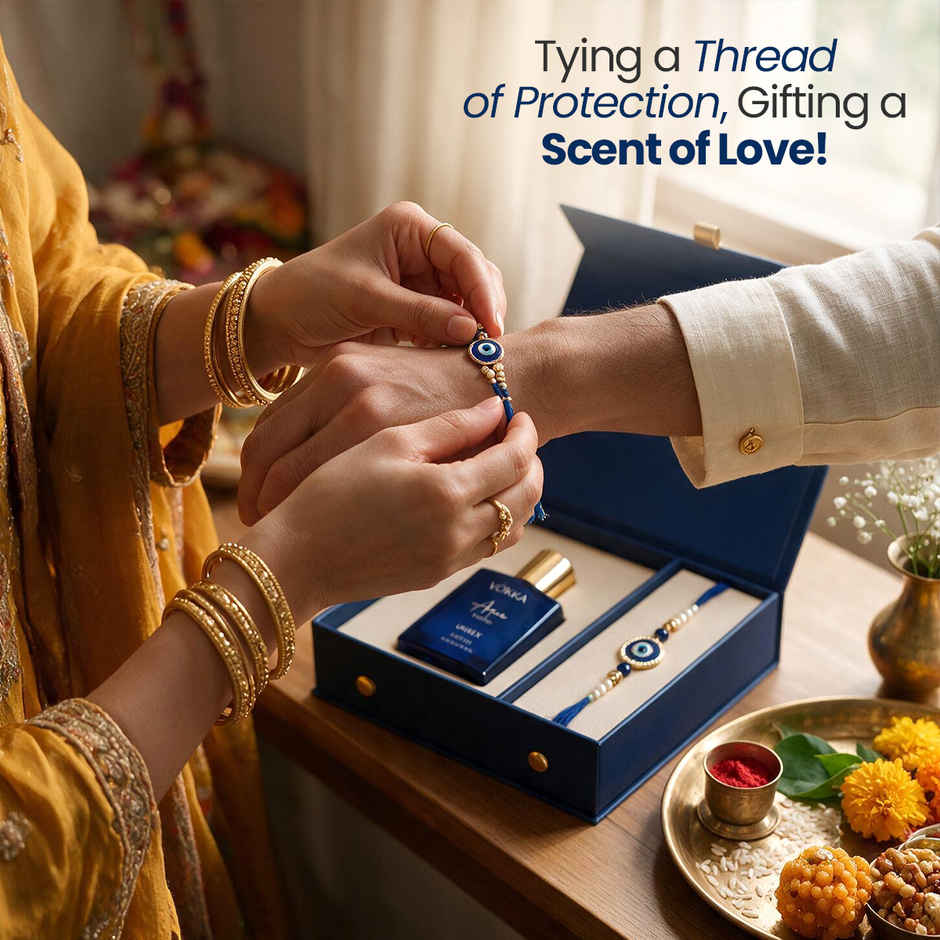Vokka Raksha Bandhan Gift Set | Aqua Perfume & Premium Rakhi for Brother