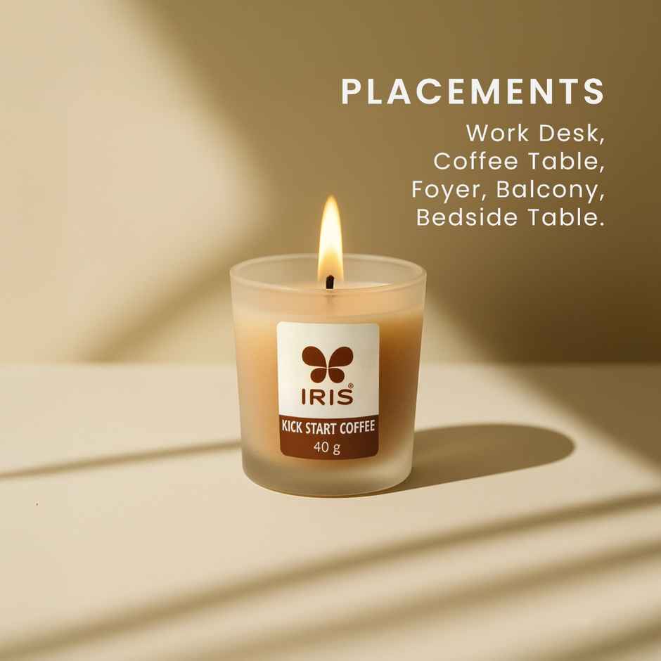 IRIS Kickstart Coffee Frosted Shot Glass Scented Candle | 8 Hours Burn Time | Home Decor