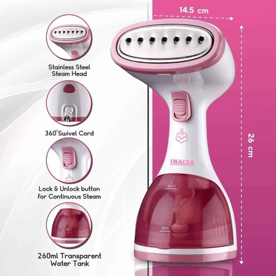INALSA Garment Steamer Steamax Steam Iron Press,1200 W 260 ml Water tank & 30 sec Fast Heating