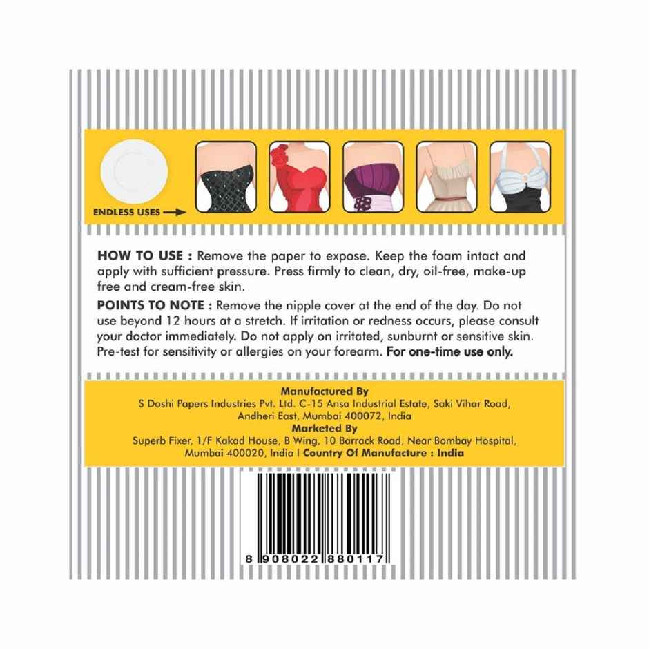 Slickfix Self Adhesive Nipple Pasties | No Show Bra | Round Disposable Covers