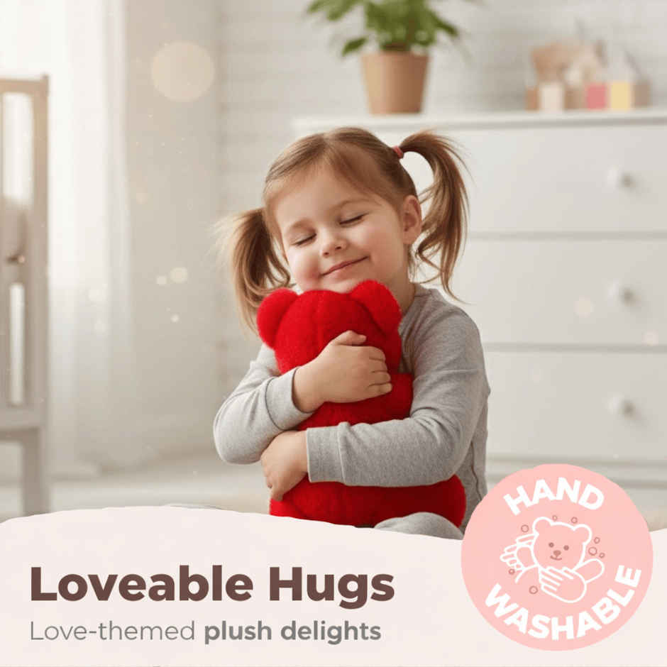 ToyTales Teddy Bear Soft Toy | Plushie Stuffed Animal Toys | Birthday Gift for Kids | Red | 25cm