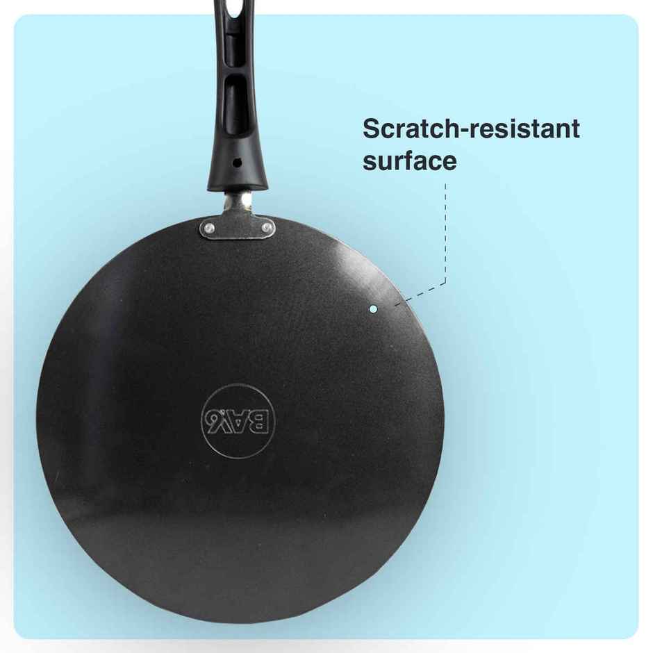 BAY6 Nonstick Concave Roti Tawa | 27 cm Grey, Non-Induction Base