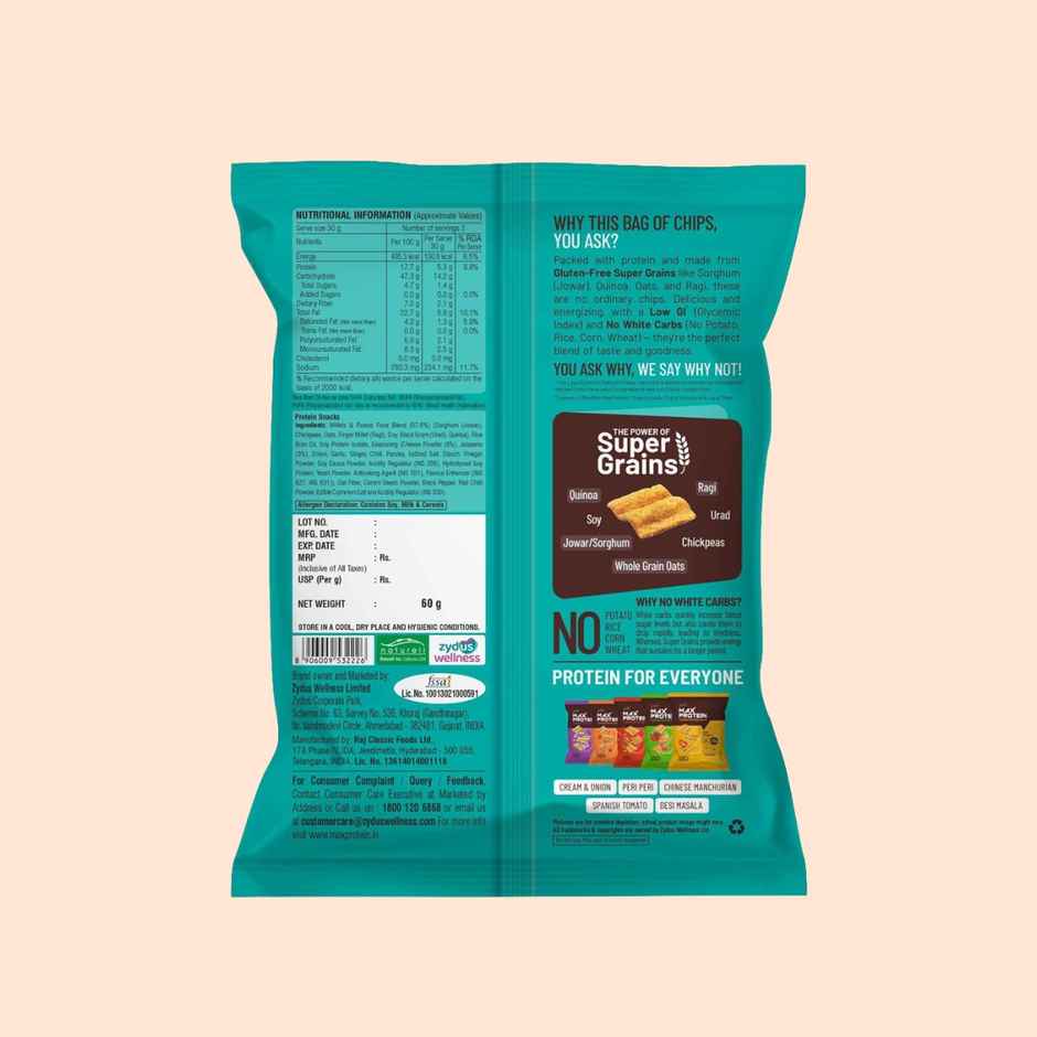 RiteBite Max Protein Cheese & Jalapeno 10 G Multigrain Protein Chips, Healthy Snacks & Munchies