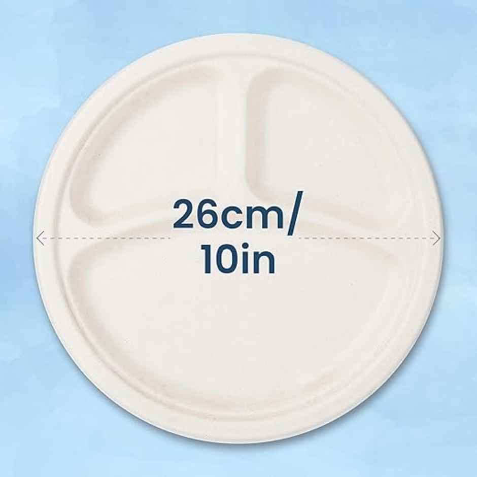 Round Plate | 3 Compartment | 10 inch | Naturepac