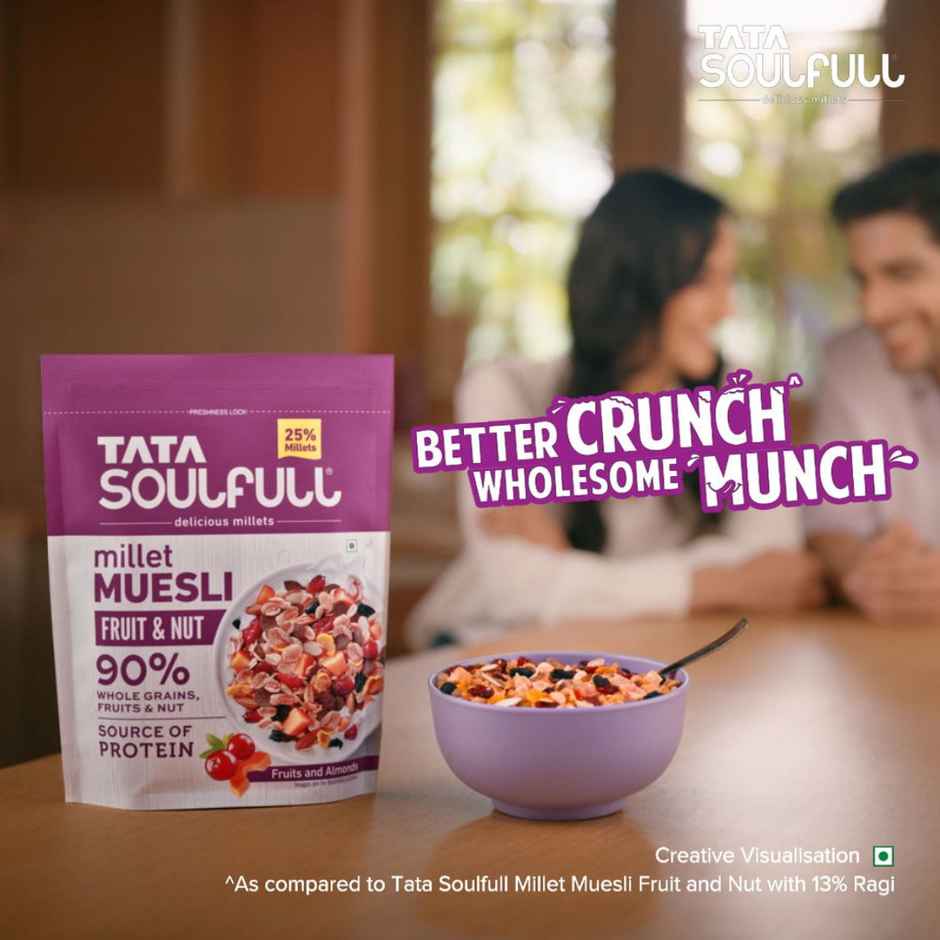 Tata Soulfull Millet Muesli with 90% Fruits, Nut & Wholegrains, Breakfast Cereal