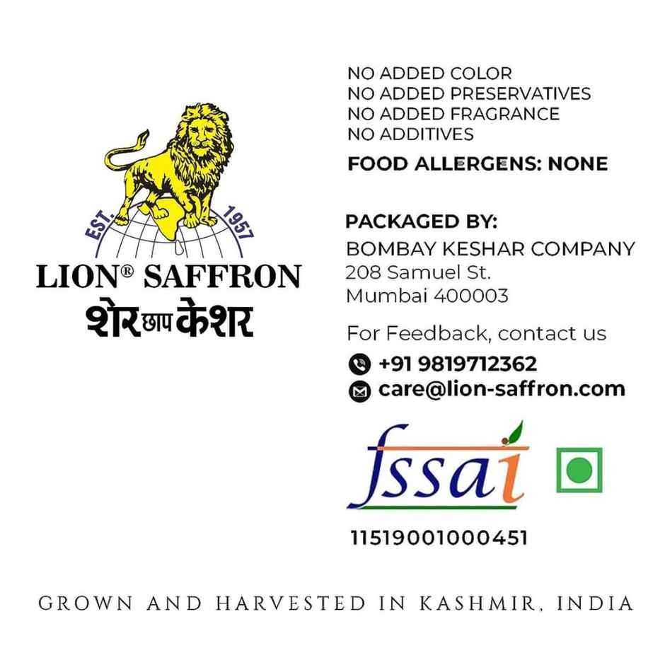 Lion Saffron Original Kashmiri Kesar Certified Grade A+