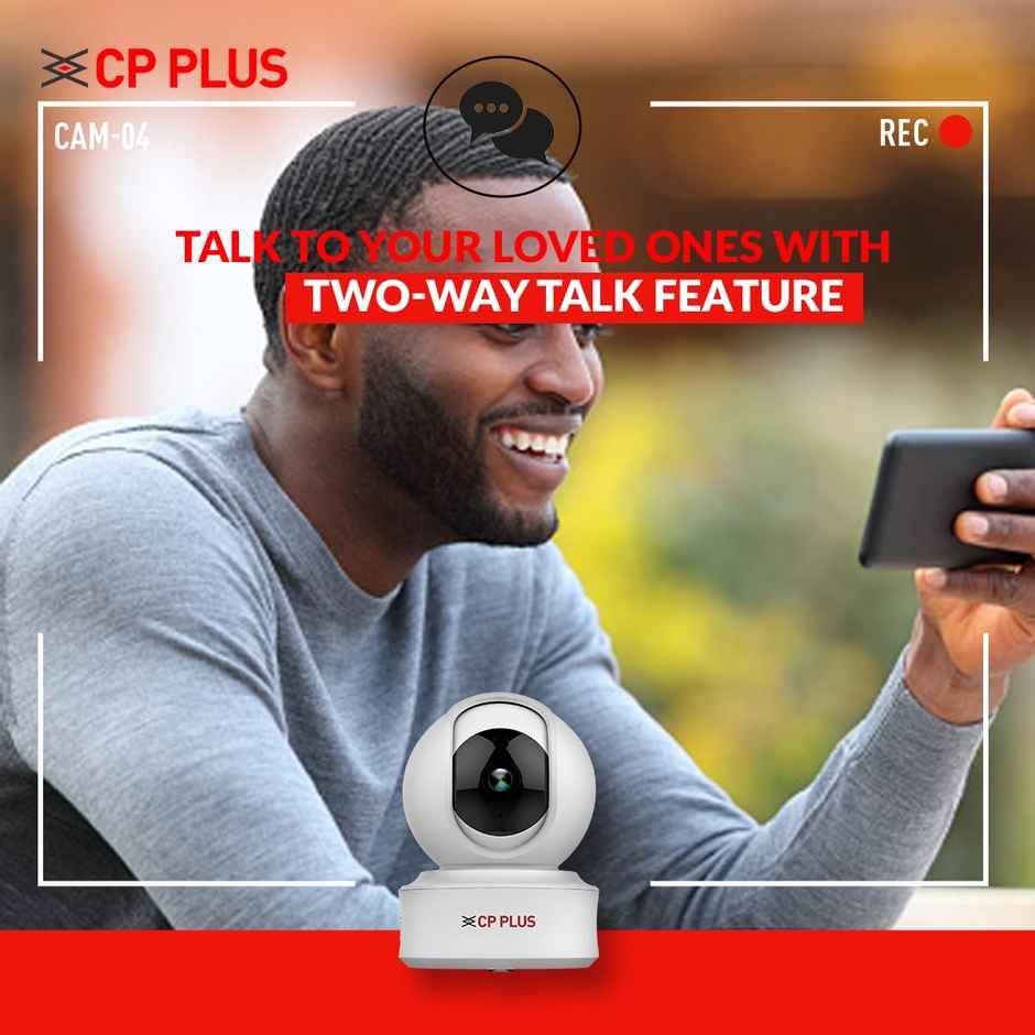 CP PLUS 2MP Full HD Smart Wi-Fi CCTV Home Security Camera | 360Degree  with Pan Tilt | View & Talk | Motion Alert | Night Vision | SD Card (Upto 128 GB), Alexa & Google Support | IR Distance 10mtr | CP-E25A