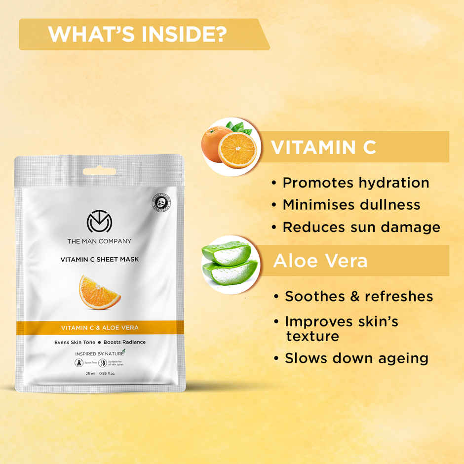 The Man Company Vitamin C Sheet Mask For Skin Brightening- Improves Skin Tone