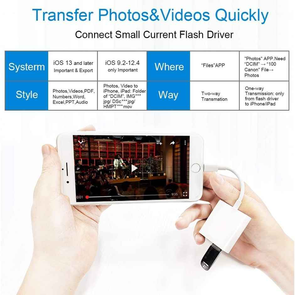 Sounce MFI-Certified Lightning to USB Camera Adapter with Charging Port, Portable Lightning to USB Female OTG Adapter Compatible with Phone, Phone to USB Adapter Plug and Play Support Card Reader