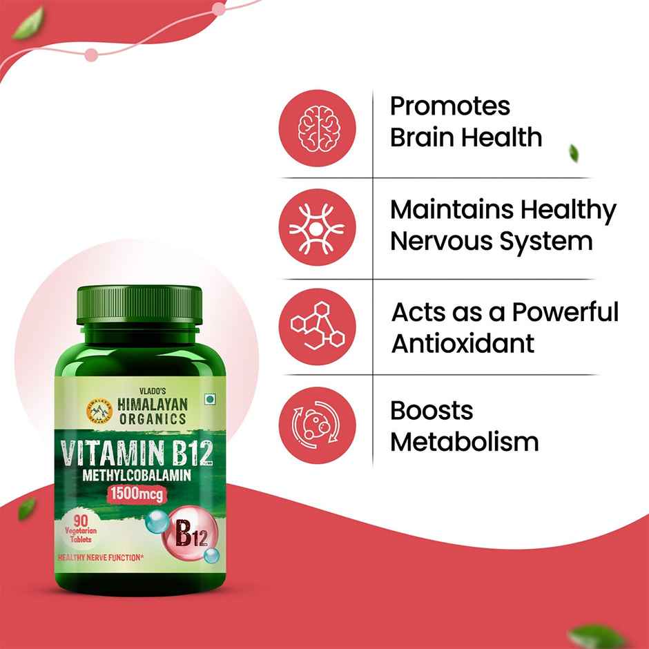 Himalayan Organics Methylcobalamin Vitamin B12 90 VEG Tablets