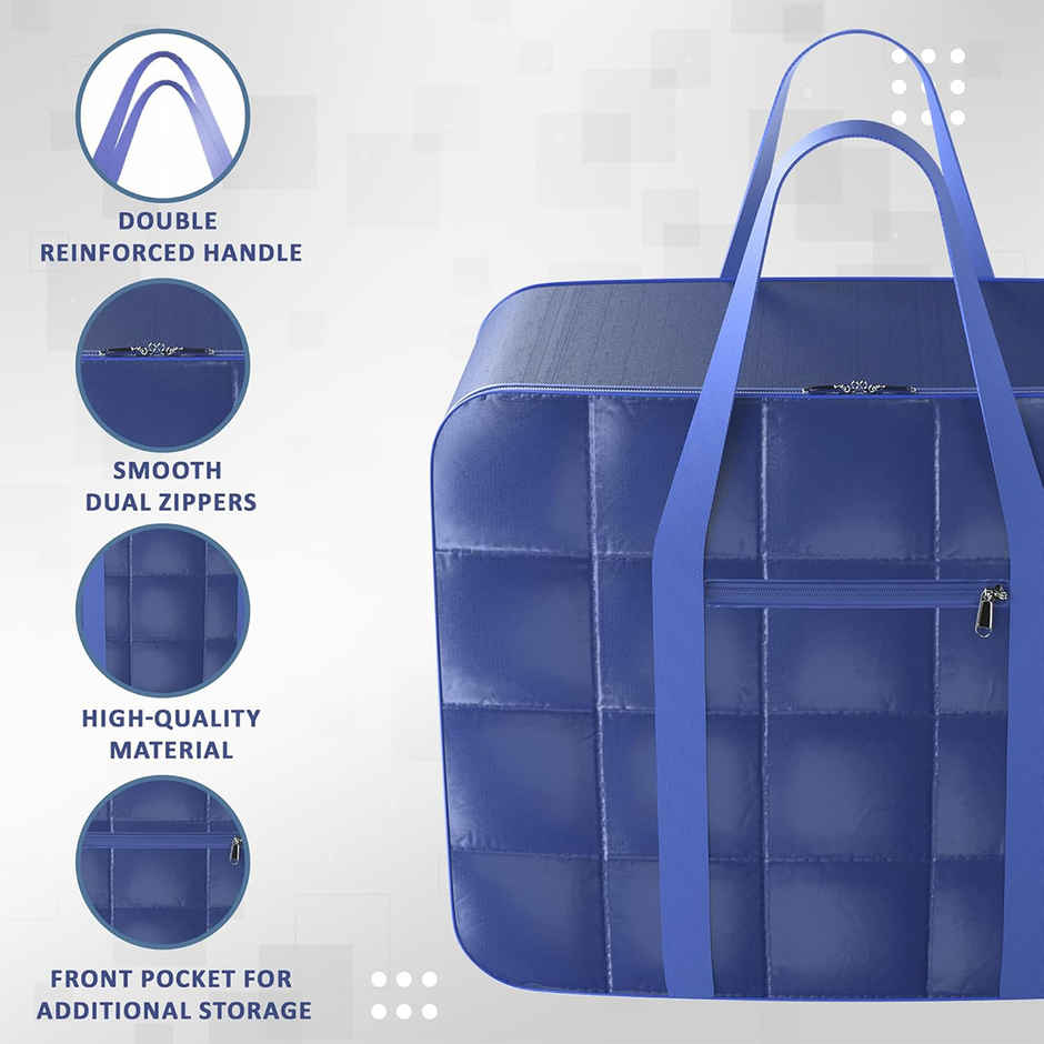 Kuber Industries Parachute 120L Large Dustproof Underbed Storage Box, Blanket Storage Bags-Blue