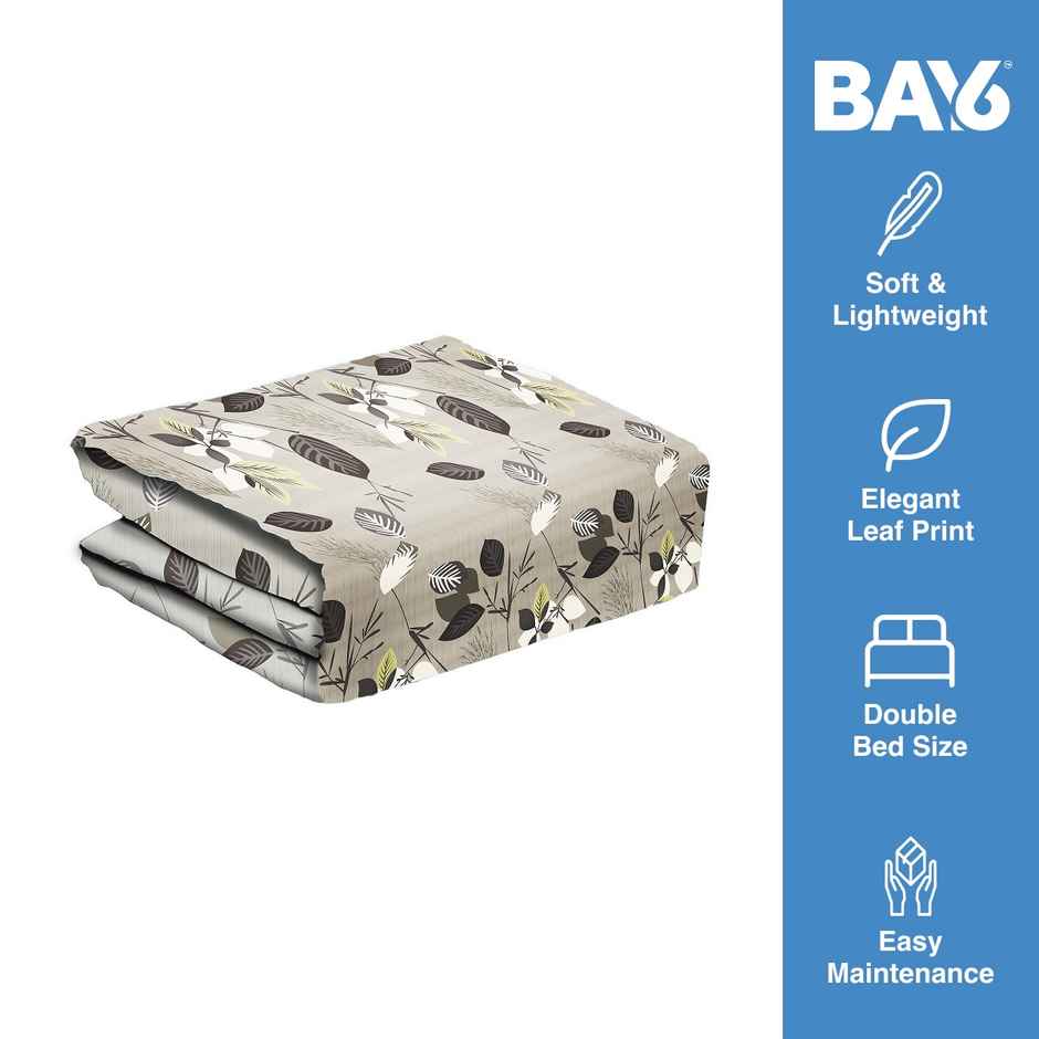 BAY6 Microfibre Leaf Print Double Bed Dohar - Beige & Brown | 220 x 240 cm