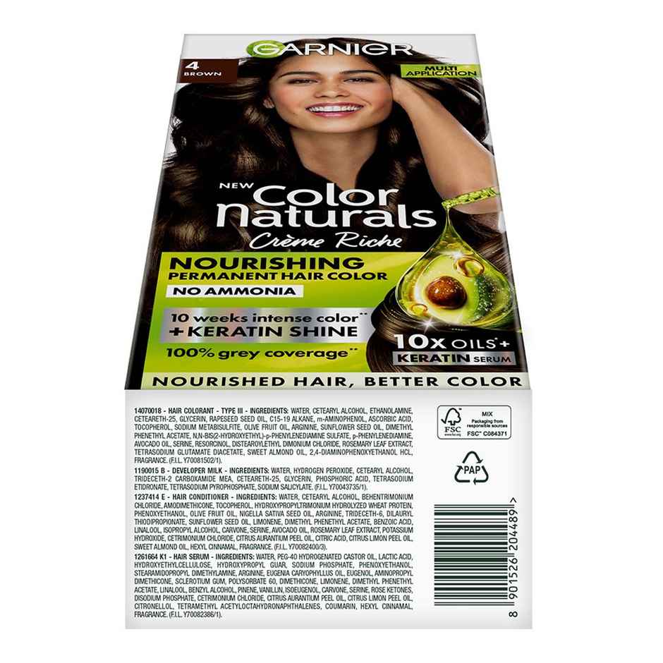 Garnier Color Naturals Long-Lasting Creme Hair Color | Brown - Shade 4